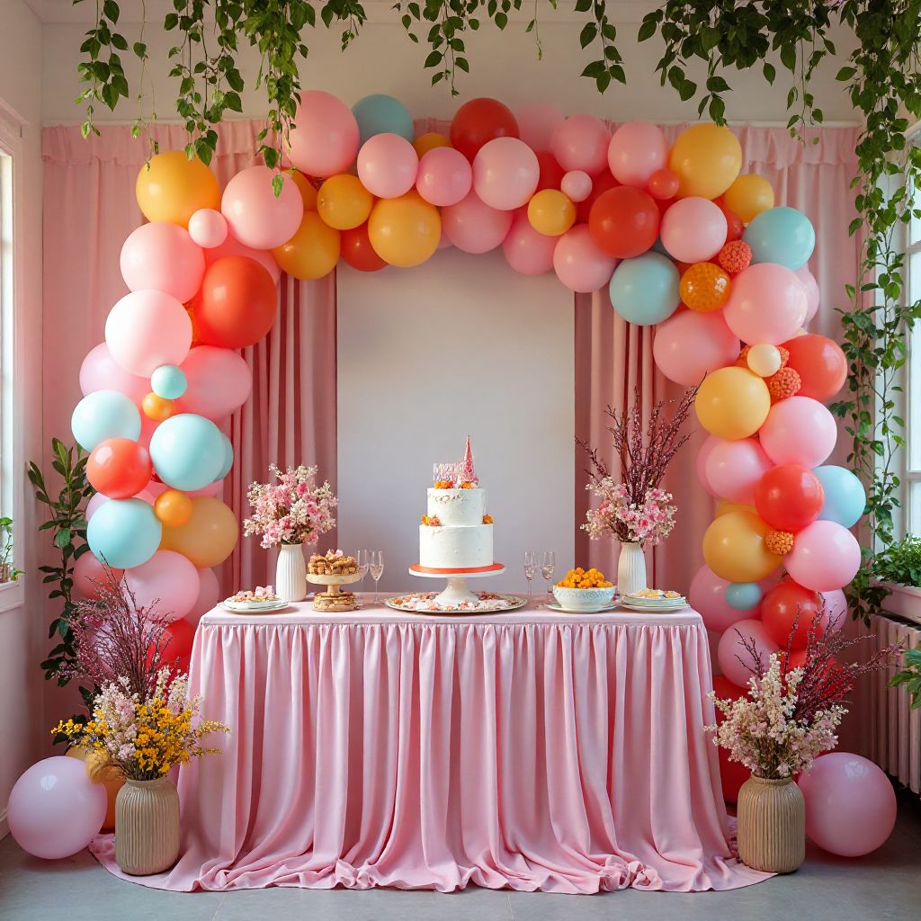 Birthday party celebration with colorful decorations
