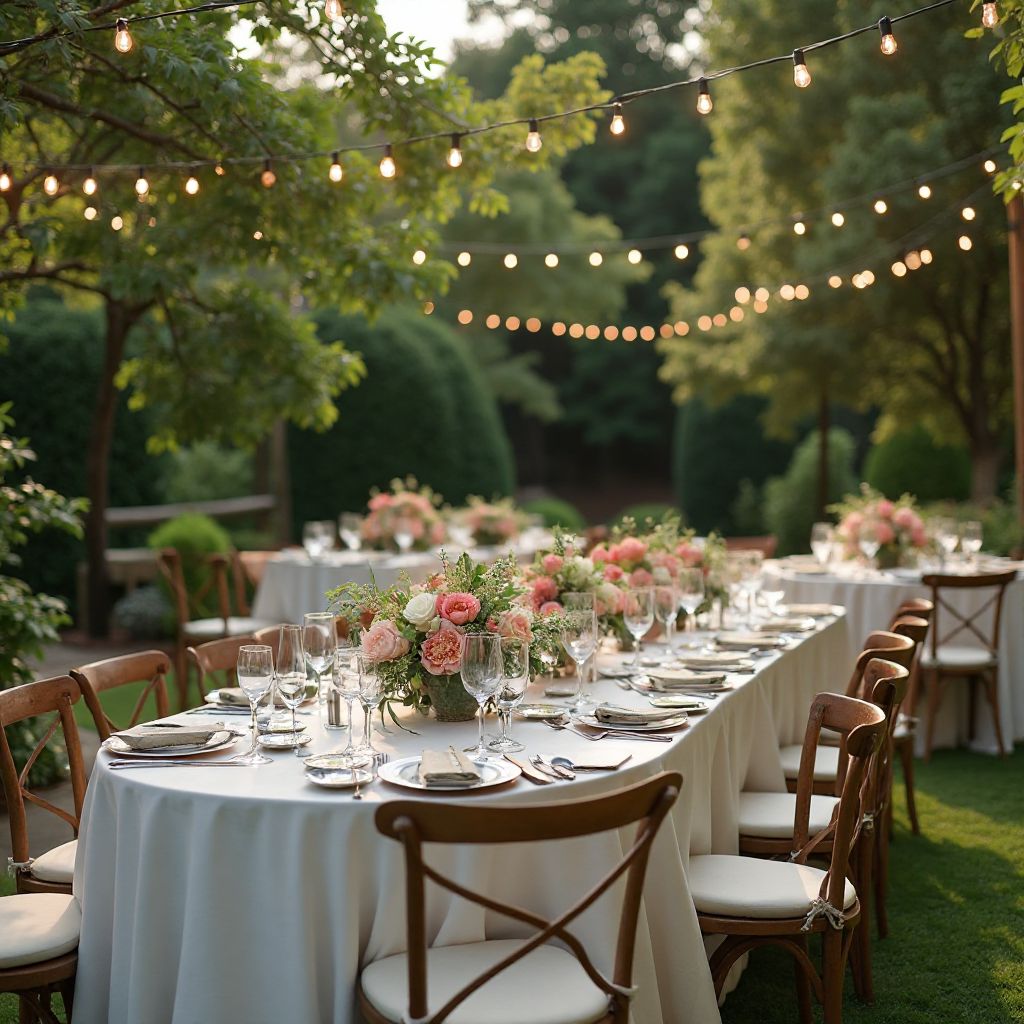Outdoor garden party with natural decorations